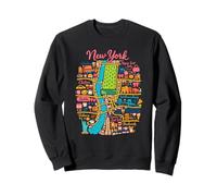 New York City Map Retro Travel Illustration Design Sweatshirt