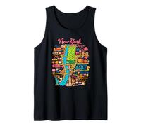New York City Map Retro Travel Illustration Design Tank Top