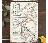 New York City Mta Subway Lines Wall Art Decor, Nyc Subway Map Poster Tin Sign Wall Poster Decor Funny Retro Bar Coffee Club Pub Gift Wall Decor Sign 8x12 Inch.