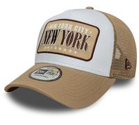 New Era New York City A-Frame Trucker Cap - Location Patch - White-Camel