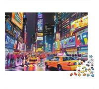 New York City Night 1000 Piece Jigsaw for Adults Times Square Neon Lights at Night Premium Sturdy Vibrant Challenging Hard Stress Relief 38x26cm/1000pcs