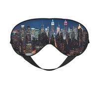 New York City Night Double-Sided Silk Sleep Mask, Adjustable Light Blocking Eye Mask for Travel, Men & Women, Soft Comfortable Blindfold 20x10cm