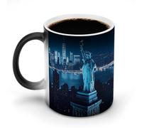 New York City Night Stylish Heat Sensitive Coffee Mug with Handle 12 Oz Ceramic Color Changing Cups
