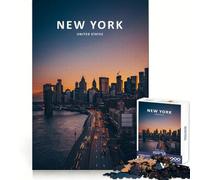 New York City Night View Jigsaw Puzzles 1000 Piece for Adults Improve Memory Peaceful Time Fine Edge Santa Wish Gift (38x26cm)