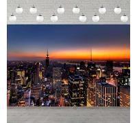 New York City Night View Photography Backdrop American Cityscape Famous Landmarks Skyscrapers Background for Studio Props 300x200CM