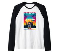 New York City NY Teddy Bear - Urban Bear with American Style Raglan Baseball Tee