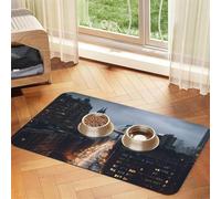 New York City Pet Feeding Mat 30x45cm, Absorbent Dog Mat for Food and Water Bowl, PU Leather Cat Food Mat Waterproof Dog Bowl Mats Quick Dry Pet Placemats-No Stains