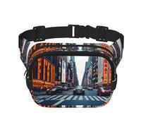 New York City print Fanny Pack Waist Packs with Extender for Men Women, Waist Bag Hip Pack with Zipper Pockets, Black, One Size