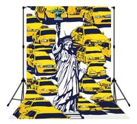 New York City Print Large 5×7ft Seamless Polyester Fabric Photo Backdrop Curtain for Portrait Photoshoot Party Video
