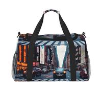 New York City Print Travel Hand Travel Bag Weekender Overnight Carry On Tote Foldable Crossbody Bag, Black, One Size