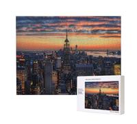 New York City Printed 500 Pieces Jigsaw Puzzle with Storage Box, Wooden Puzzle for Adults and Kids, Family Fun Decorative Game, 52x38 CM