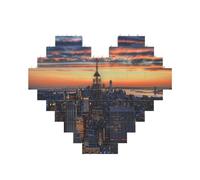 New York City Printed Jigsaw Puzzle 10.8x12.8 CM, Heart-Shaped Puzzle Challenging Game for Adults, Fun Decorative Wall Decor