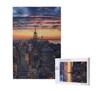 New York City Printed Jigsaw Puzzle with Storage Box, Wooden Puzzle for Adults and Kids, 1000 Pieces Family Fun Decorative Game