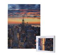 New York City Printed Jigsaw Puzzle with Storage Box, Wooden Puzzle for Adults and Kids, 500 Pieces Family Fun Decorative Game