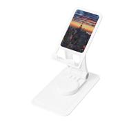 New York City Prints Rotating Cell Phone Stand with 360° Swivel Base - Foldable Square Desk Phone Holder for iPhone 16 15 14 13 12 11,All Phones,White