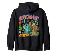 New York City Retro Bootleg Style Graphic Zip Hoodie