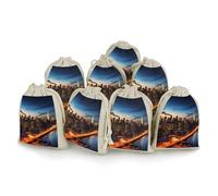 New York City Scenery 8 PCS Muslin Bags with Drawstring Sachet Bags Empty Small Cotton Drawstring Bag Muslin Reusable & Washable Cotton Bag for Herb Spice Candy Soap Jewelry Wedding Gift Pouches