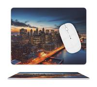 New York City Scenery Mouse Pad for Office, Leather Mouse Mat with Non-Slip Base, Waterproof Desk Pad Protector for Home, Personalized Mouses Mat for Travel, Outdoor, 10" X 8"
