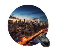 New York City Scenery Round Mouse Mat Premium-Textured Mouse Pad with Non-Slip Rubber Base Funny Desk Mousepad for Office and Home Use