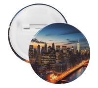New York City Scenery Tinplate Badge Personalized Round Brooch Large Craft Button Suitable for Teachers, Nurses, Doctors, Staff, Party Gift Accessories, 12pcs, Plastic, plastics