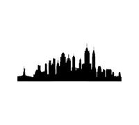 New York City Silhouette City Skyline Cityscape Wall Stickers 42x114.4cm Can Modify and add Information Black