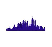 New York City Silhouette City Skyline Cityscape Wall Stickers 42x114.4cm Multi Color Selection DarkBlue
