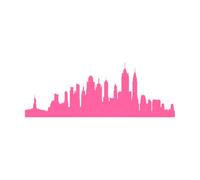 New York City Silhouette City Skyline Cityscape Wall Stickers 50.4x137.3cm Equipped with Transfer Film kit Pink