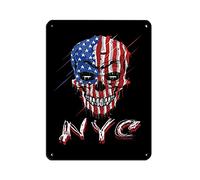 New York City Skull Nyc Retro Poster Metal Tin Sign Chic Art Retro Iron Painting Bar People Cave Cafe Family Garage Poster Wall Decoration 12×16inch(30×40cm)