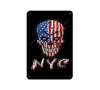 New York City Skull Nyc Retro Poster Metal Tin Sign Chic Art Retro Iron Painting Bar People Cave Cafe Family Garage Poster Wall Decoration 8×12inch(20×30cm)