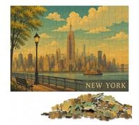 New York City Skyline Art Print Jigsaw Puzzle for Adults, 1000 Pieces | Image-area sorting - a clear build method at home.