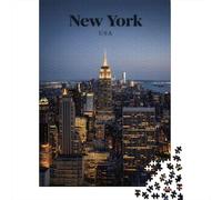 New York City Skyline at Night 1000 Piece Jigsaw, 38x26cm/1000pcs | For piece-by-piece progress, this adult jigsaw puzzle with 1000 pieces works for solo puzzling or shared time.