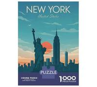 New York City Skyline at Sunset 1000 Piece Jigsaw Puzzle, Historic Square Architecture, 1000 Pieces for Adults, for Families, Relaxing Challenge, 52x38cm/1000pcs
