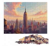 New York City Skyline at Sunset Wooden Puzzle 1000 Pieces | Shared puzzle time - easier piece organisation at home.