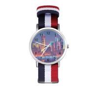 New York City Skyline Braided Elastic Strap Watch Multicolor Wristwatch Sport Analog Watches for Men Women Birthday Gift