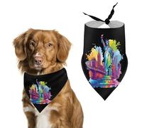 New York City Skyline Colorful Dog Bandana Adjustable Pet Scarf Bib Cute Triangle Handkerchief for Dogs Cats Gifts