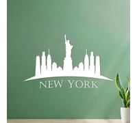 new york City Skyline Design Vinyl Wall Stickers 36x60.7cm Easy Installation White