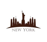 New York City Skyline Design Vinyl Wall Stickers 50.4x85cm Multi Color Selection Coffee
