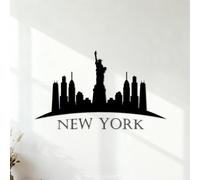 new york City Skyline Design Wall Stickers 50.4x85cm Multiple Size Options Black