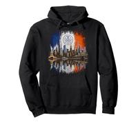 New York City Skyline Flag Vintage Urban Reflection Artwork Pullover Hoodie
