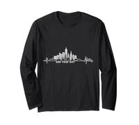 New York City Skyline Heartbeat Statue of Liberty NY Lover Long Sleeve T-Shirt