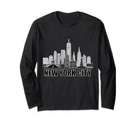 New York City Skyline Heartbeat Statue Of Liberty NY Lover Long Sleeve T-Shirt