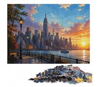 New York City Skyline Illustration Jigsaw Puzzle for Adults, 500 Pieces | Adult Puzzle - thoughtful Christmas gift for adults with solo or shared puzzle time.