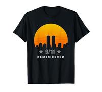 New York City Skyline in Retro Sunset For September Memorial T-Shirt