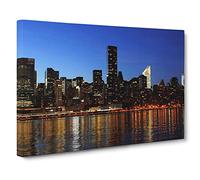 New York City Skyline No.2 Modern Canvas Wall Art Print Ready to Hang, Framed Picture for Living Room Bedroom Home Office Décor, 24x16 Inch (60x40 cm)