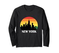 New York City Skyline Silhouette - Rainbow Long Sleeve T-Shirt