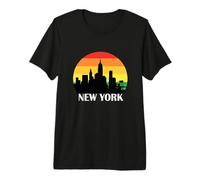 New York City Skyline Silhouette - Rainbow Premium T-Shirt