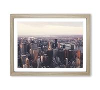 New York City Skyline USA No.10 Modern Framed Wall Art Print, Ready to Hang Picture for Living Room Bedroom Home Office Décor, Oak A4 (34 x 25 cm)