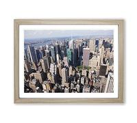 New York City Skyline USA No.15 Modern Framed Wall Art Print, Ready to Hang Picture for Living Room Bedroom Home Office Décor, Oak A2 (64 x 46 cm)