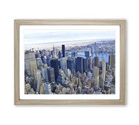 New York City Skyline USA No.21 Modern Framed Print | A2 Oak Framed Wall Art | Ready to Hang | Modern Flag Picture | Living Room Bedroom Lounge Office