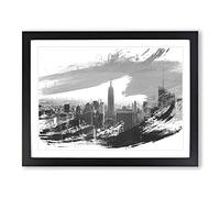 New York City Skyline USA Vol.17 V1 Modern Framed Print | A4 Black Framed Wall Art | Ready to Hang | Modern Flag Picture | Living Room Bedroom Lounge Office